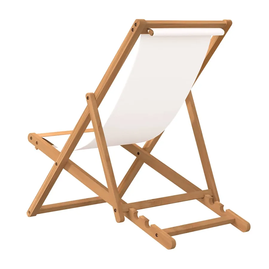 Chaise de terrasse Teck 56x105x96 cm Couleur crème - 5