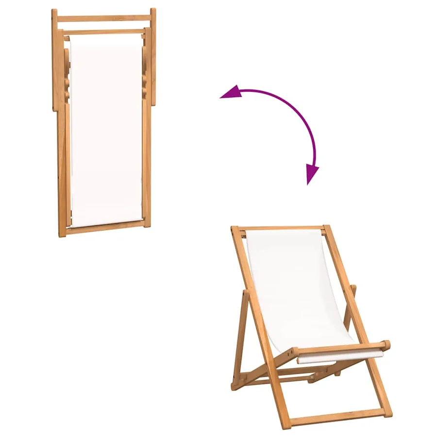 Chaise de terrasse Teck 56x105x96 cm Couleur crème - 7