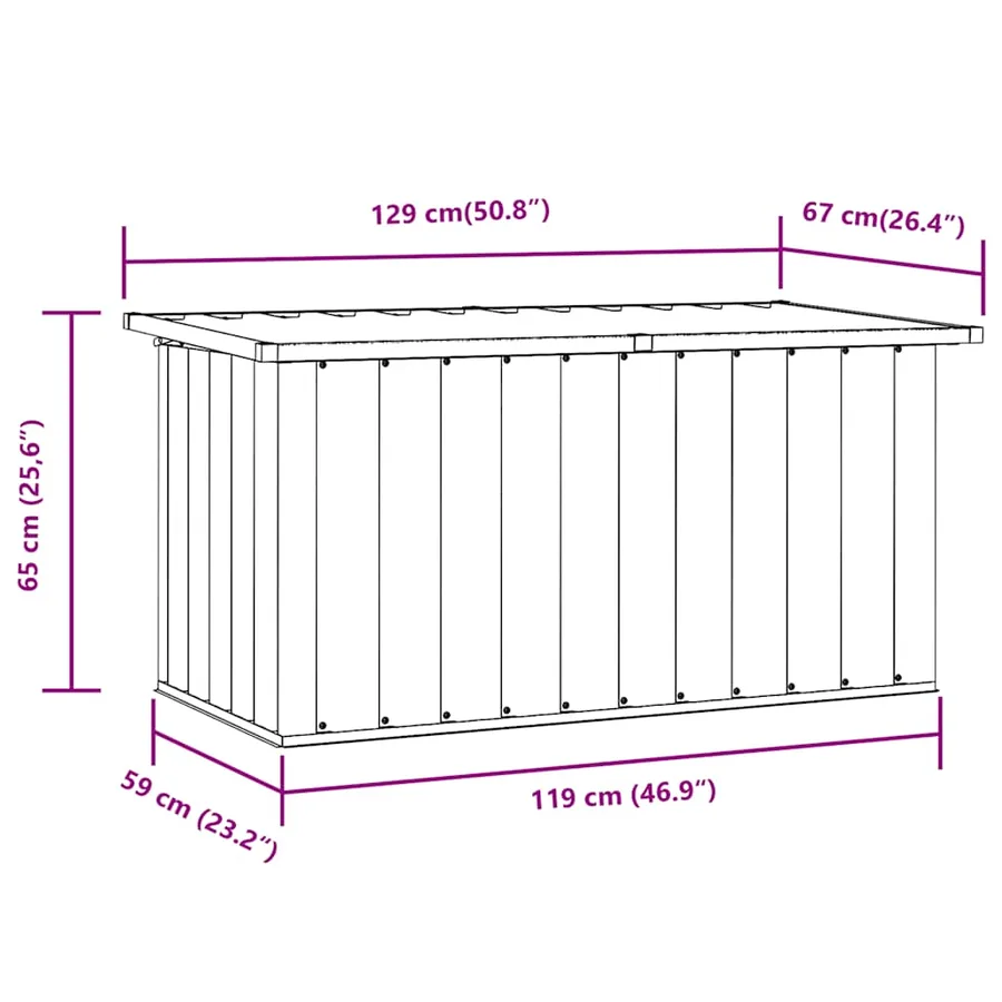 Boîte de rangement de jardin Anthracite 129x67x65 cm - 13
