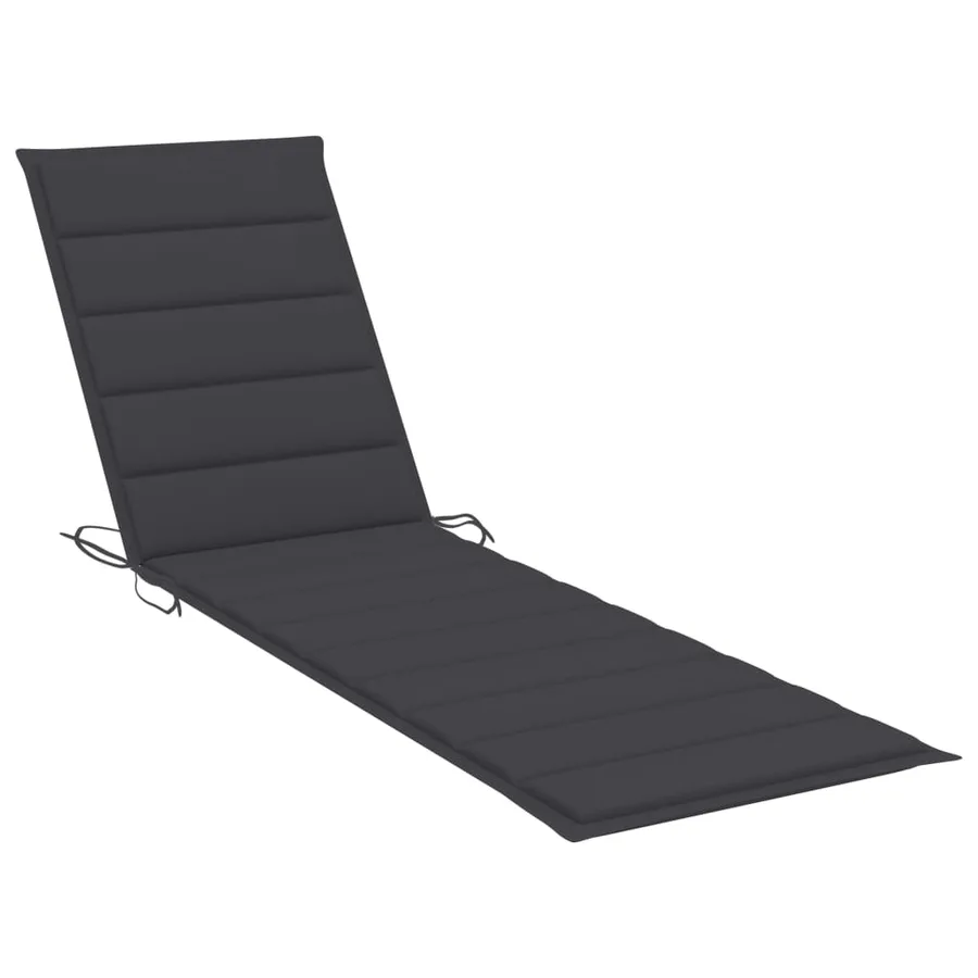 Chaise longue avec coussin anthracite Bois de teck solide - 8