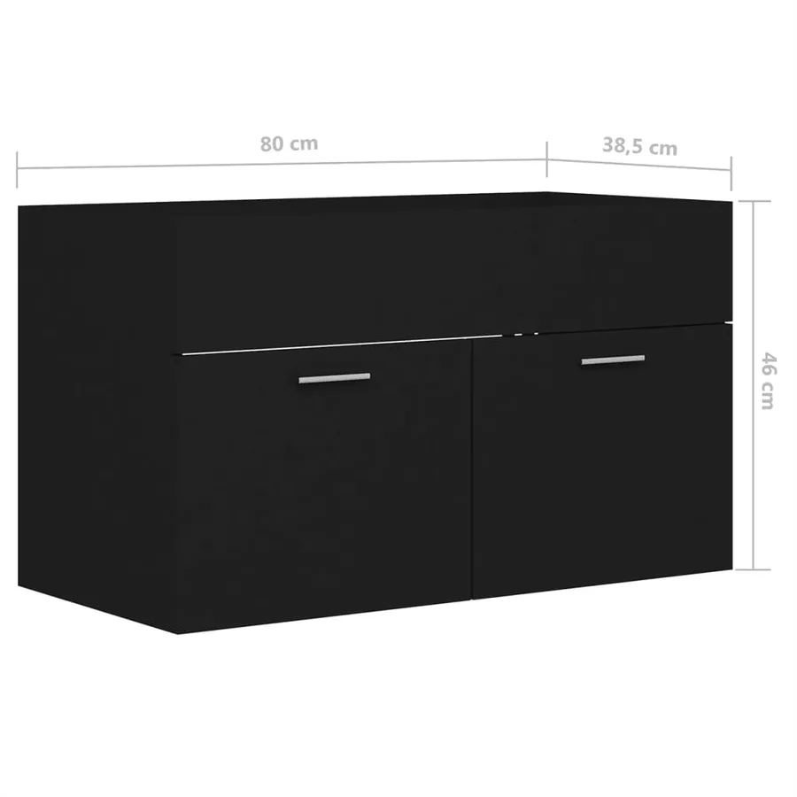 Armoire d'évier avec lavabo intégré Noir Aggloméré - 14