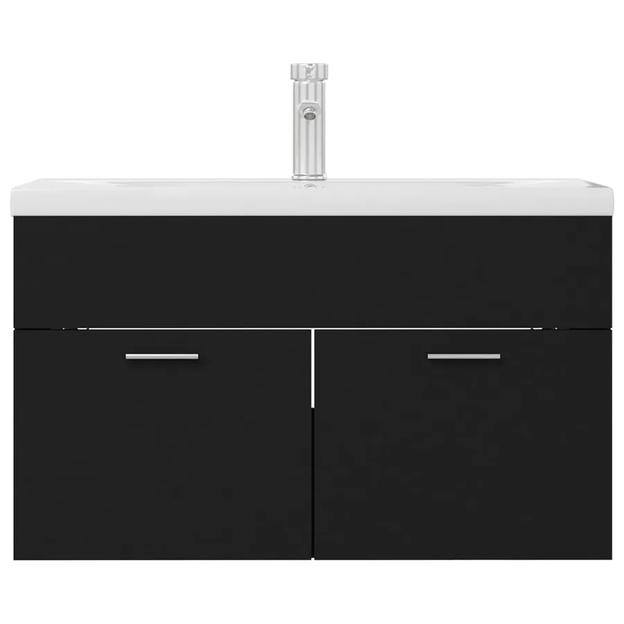 Armoire d'évier avec lavabo intégré Noir Aggloméré - 3