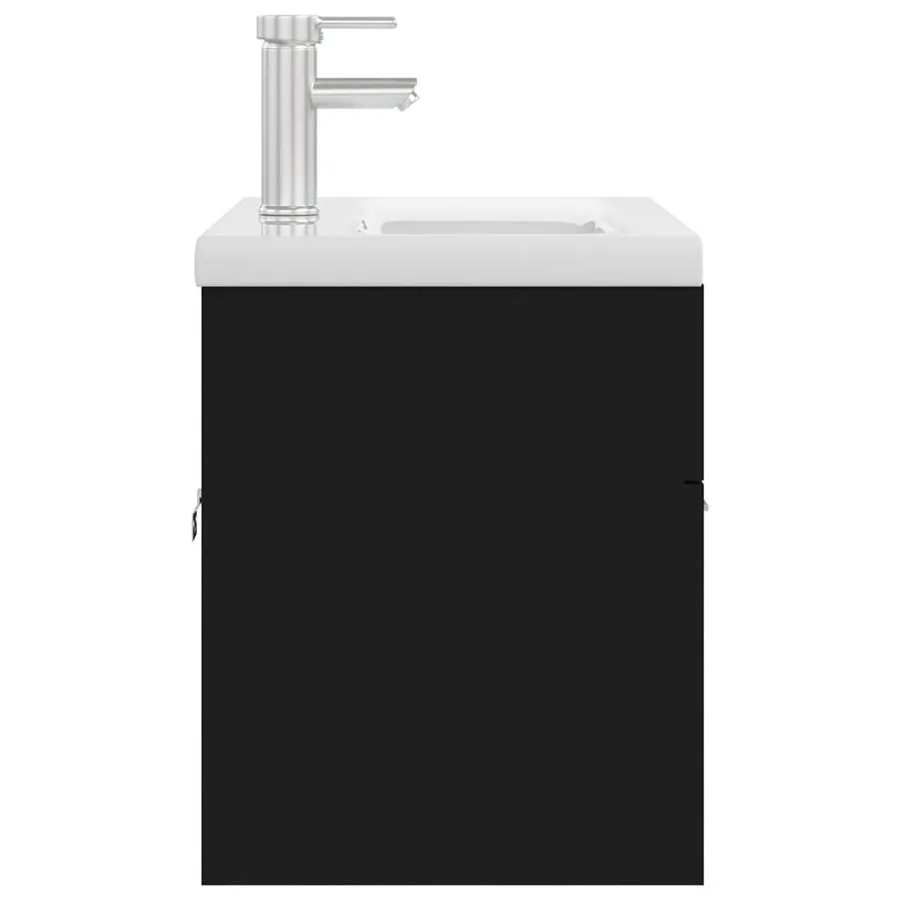 Armoire d'évier avec lavabo intégré Noir Aggloméré - 4