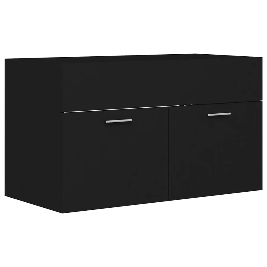 Armoire d'évier avec lavabo intégré Noir Aggloméré - 8