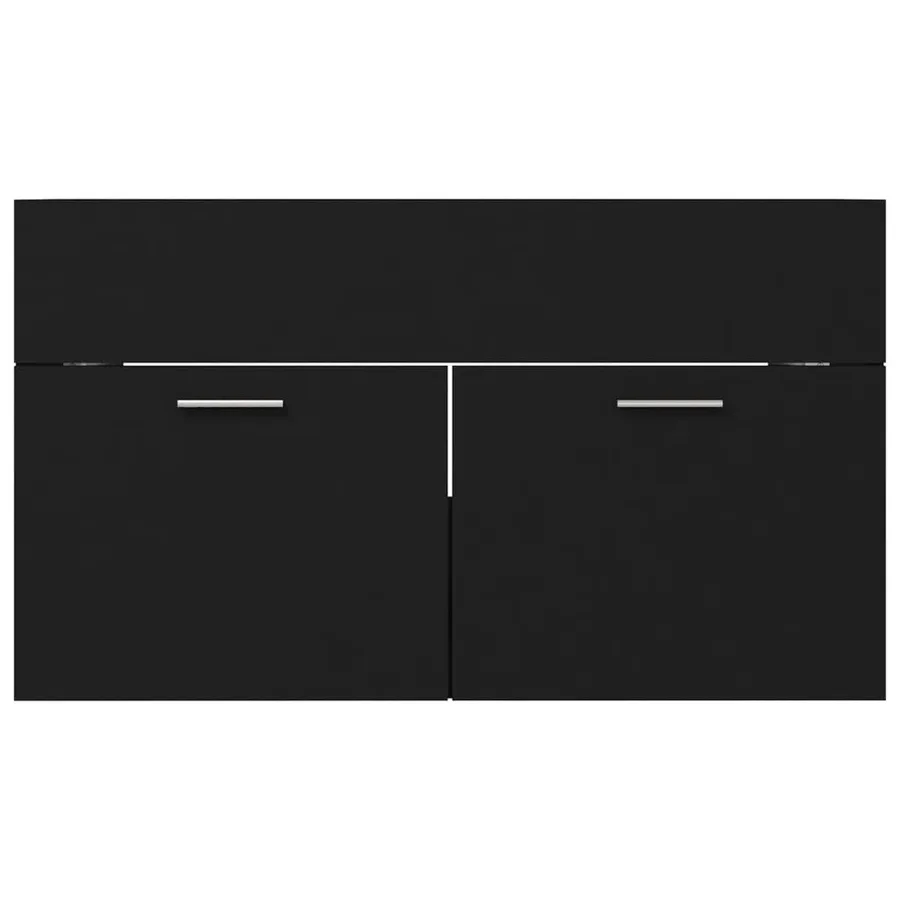 Armoire d'évier avec lavabo intégré Noir Aggloméré - 9