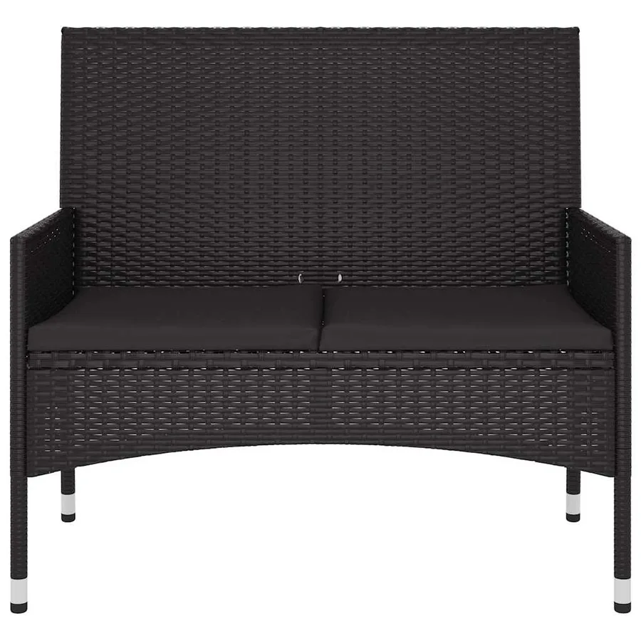 Banc de Jardin à 2 Places avec Coussins Noir Résine Tressée - 3