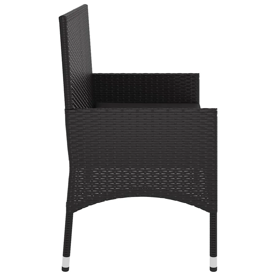 Banc de Jardin à 2 Places avec Coussins Noir Résine Tressée - 5