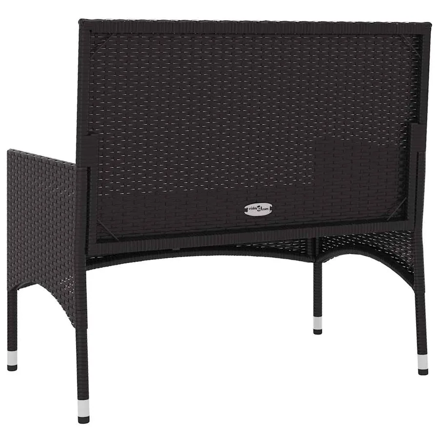 Banc de Jardin à 2 Places avec Coussins Noir Résine Tressée - 6