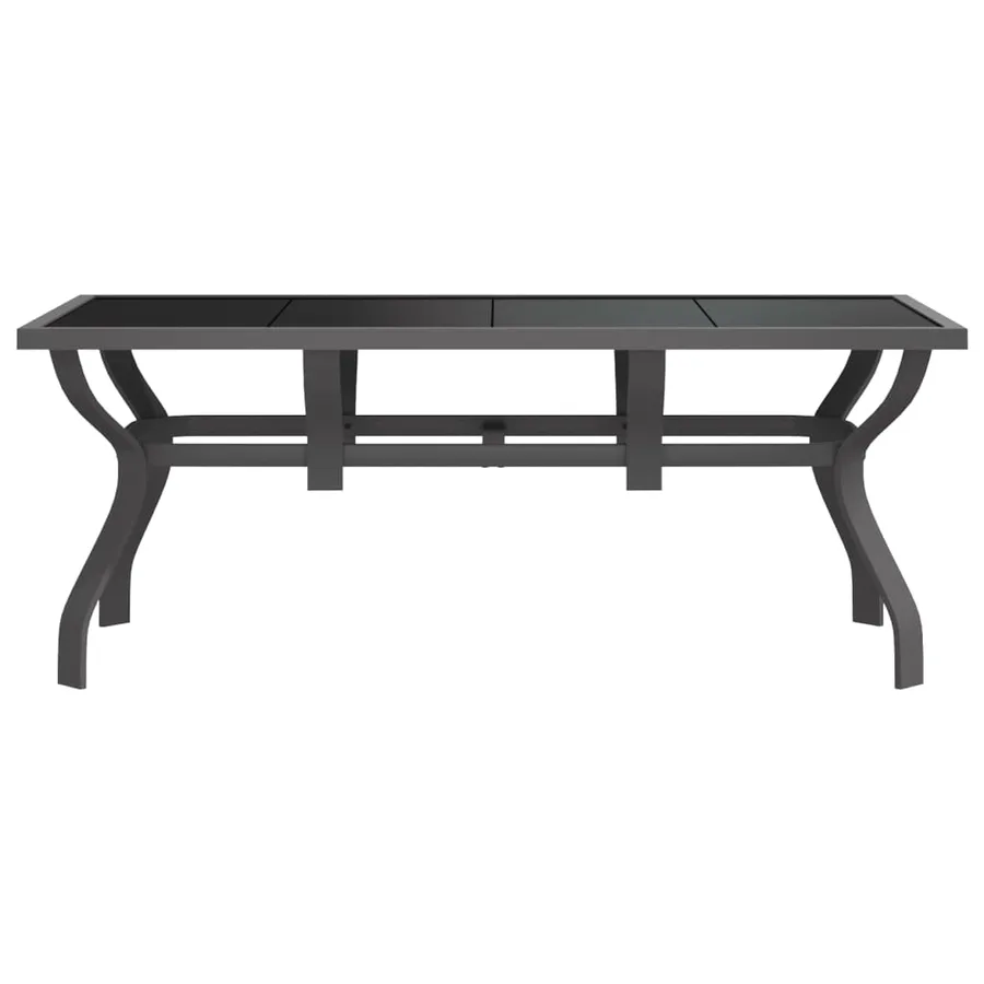 Table de jardin Gris et noir 180x80x70 cm Acier et verre - 3