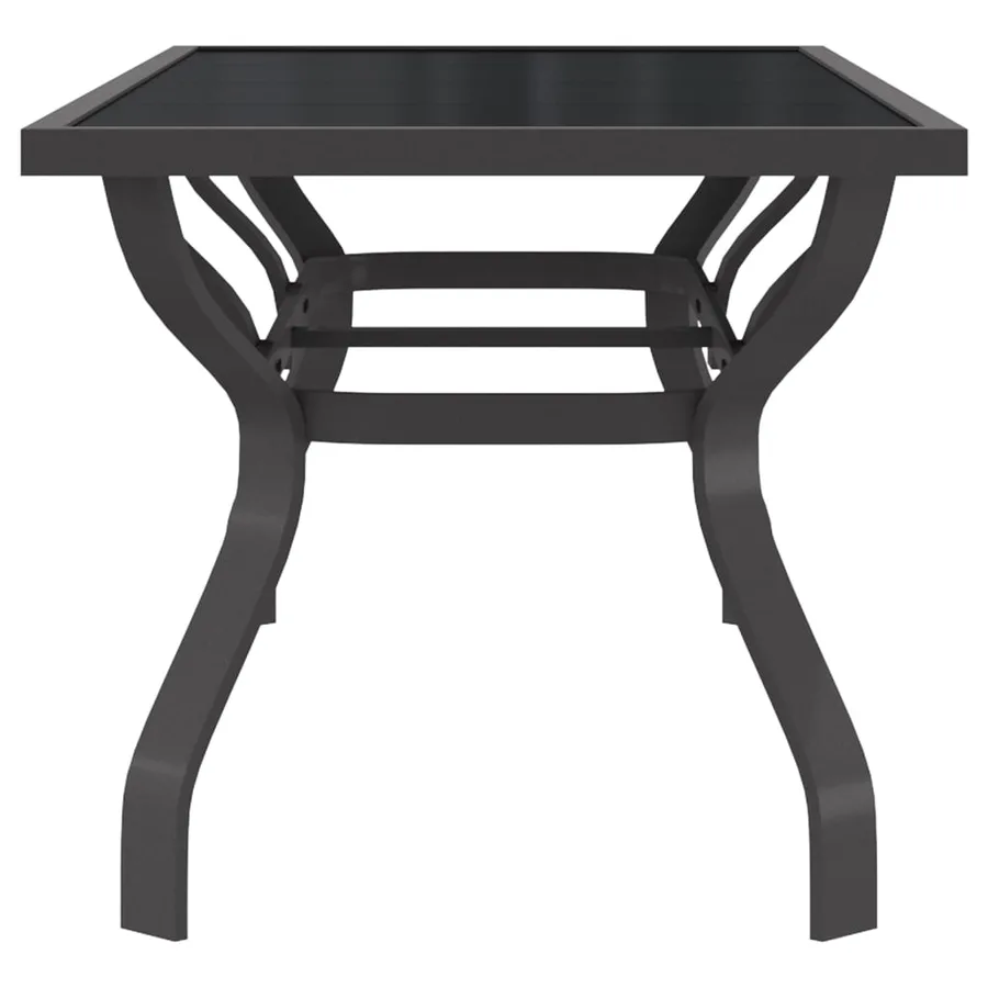 Table de jardin Gris et noir 180x80x70 cm Acier et verre - 4