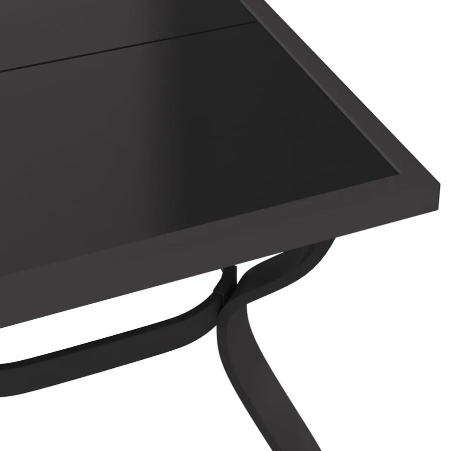 Table de jardin Gris et noir 180x80x70 cm Acier et verre - 5