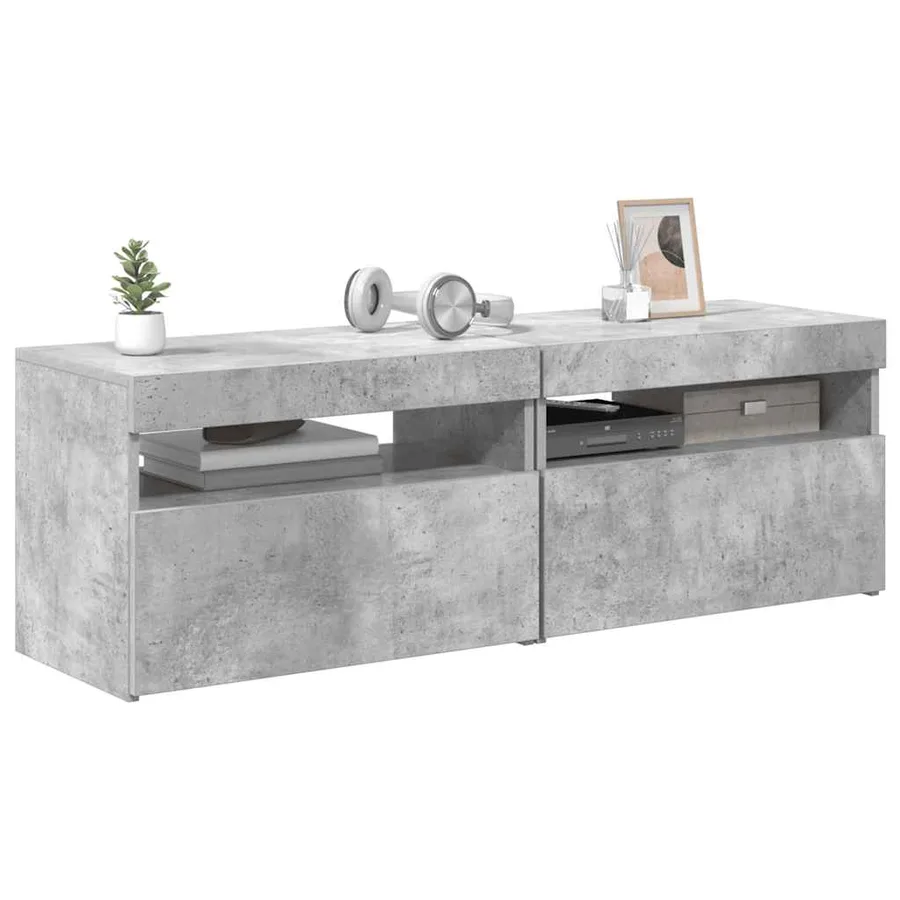 Meubles TV avec lumières LED 2 pcs gris béton 60x35x40 cm - 5