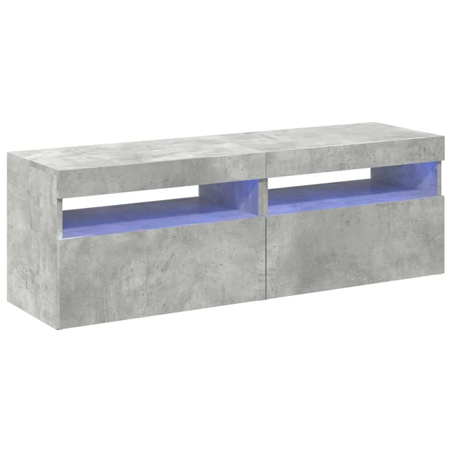 Meubles TV avec lumières LED 2 pcs gris béton 60x35x40 cm - 7