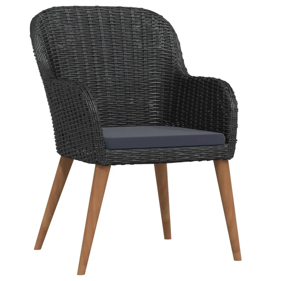 Ensemble à manger de jardin avec coussins 3 pcs noir - 3