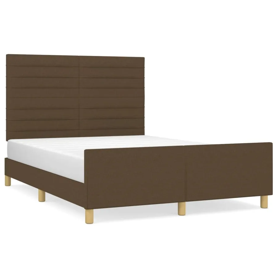 Cadre de lit sans matelas marron foncé 140x190 cm tissu - 2