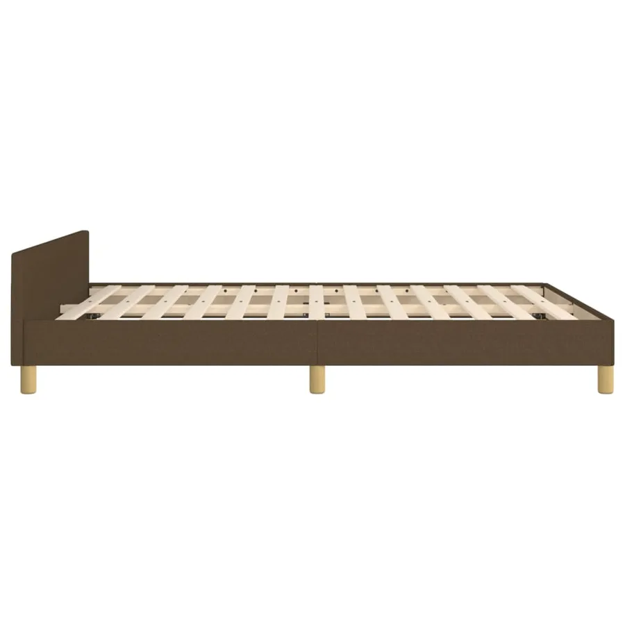 Cadre de lit sans matelas marron foncé 140x190 cm tissu - 7