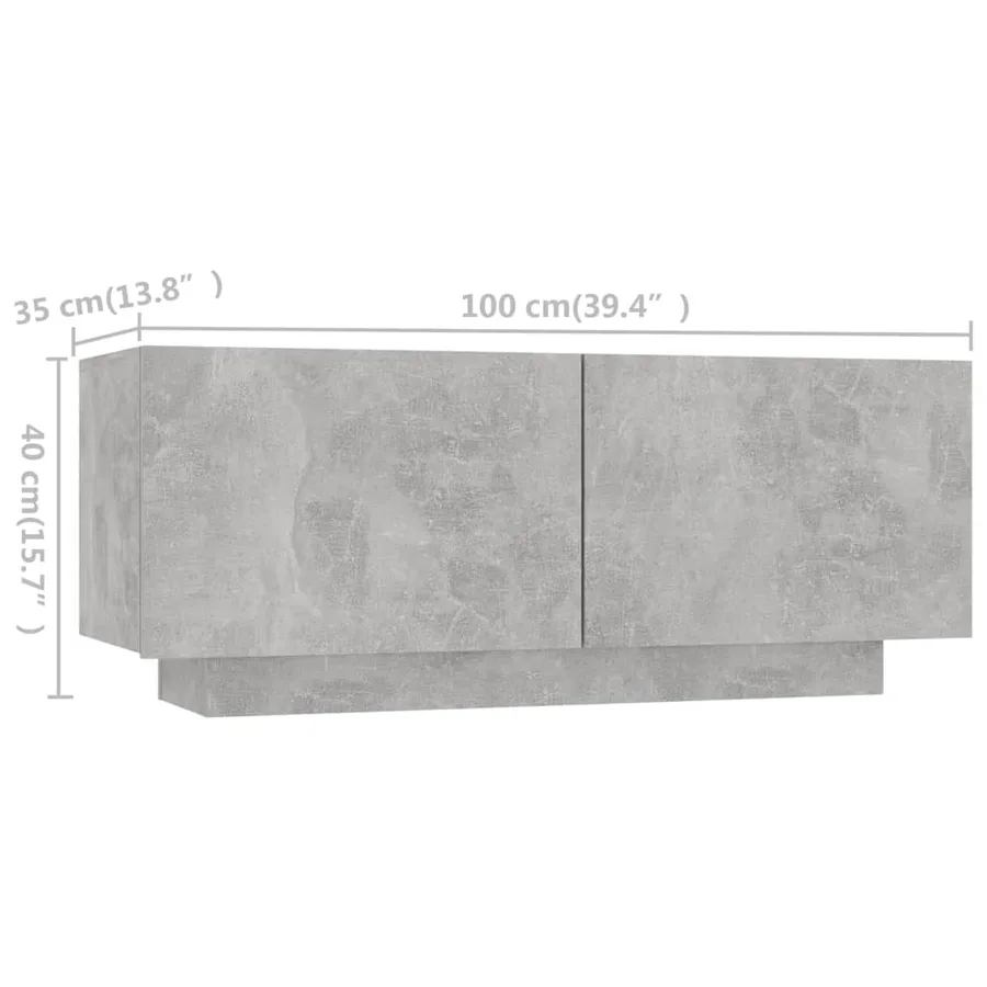 Meuble TV avec lumières LED Gris béton 300x35x40 cm - 13