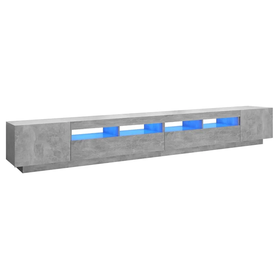 Meuble TV avec lumières LED Gris béton 300x35x40 cm - 2