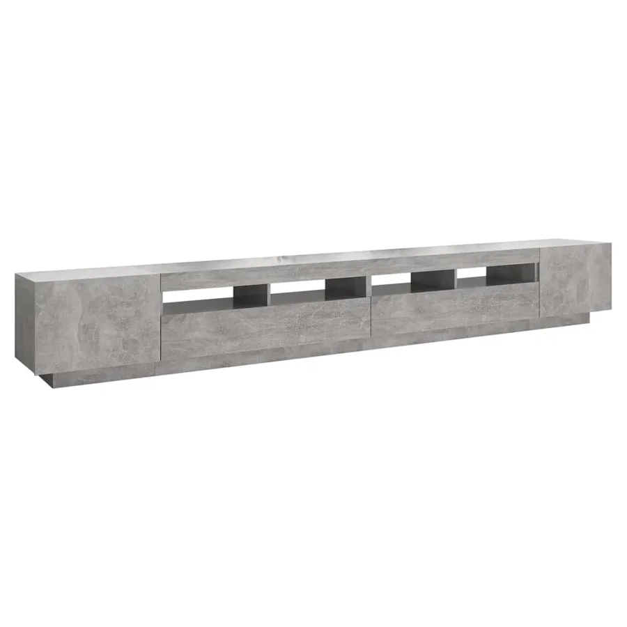 Meuble TV avec lumières LED Gris béton 300x35x40 cm - 7