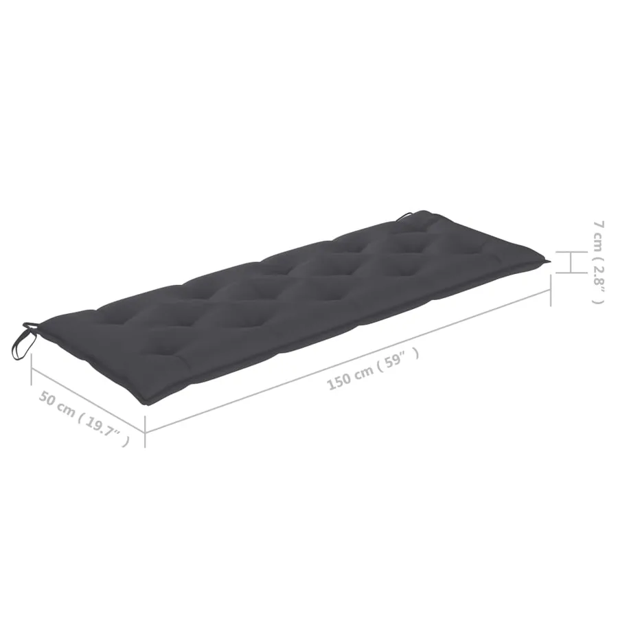 Banc de jardin empilable et coussin 159 cm Bois de teck massif - 12