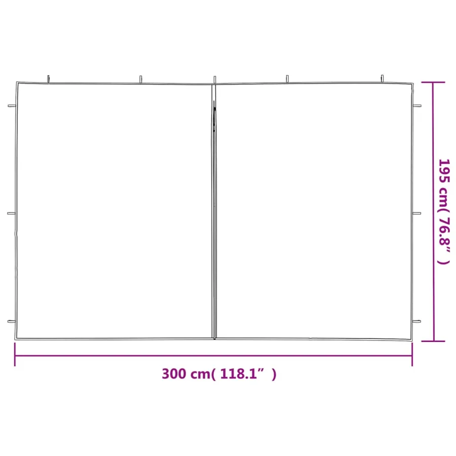 Paroi de tente de réception 2pcs fermeture éclair PE Anthracite - 5