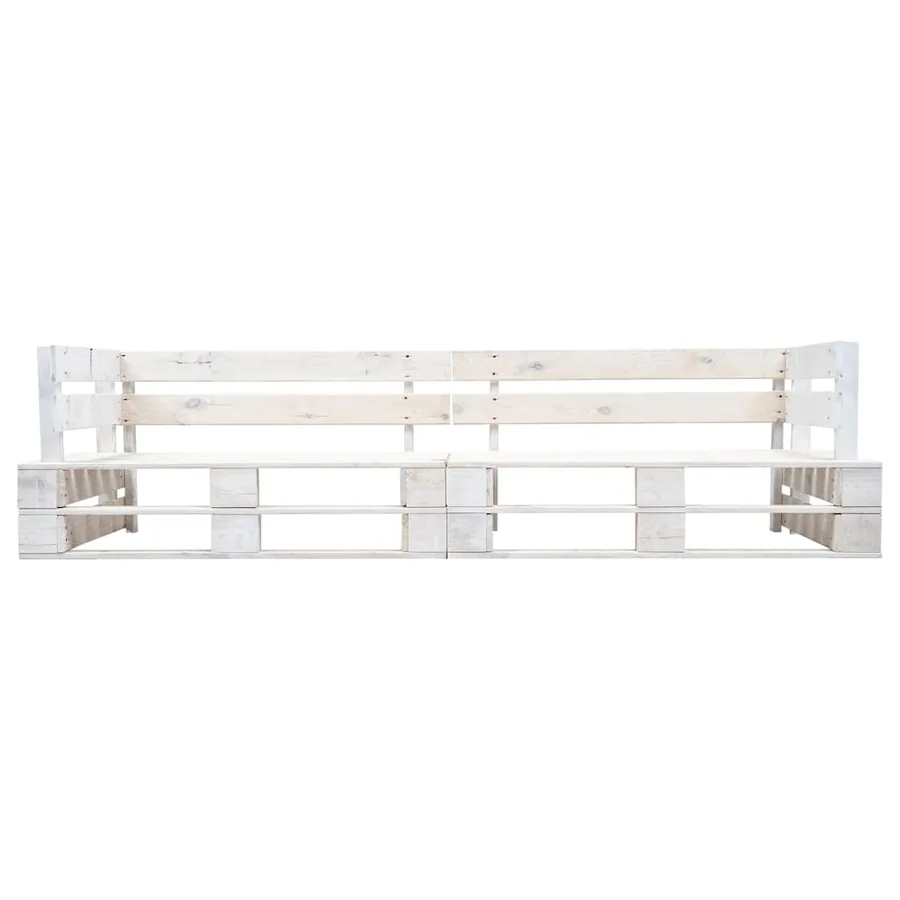 Canapé de jardin palette 2 places blanc bois - 2