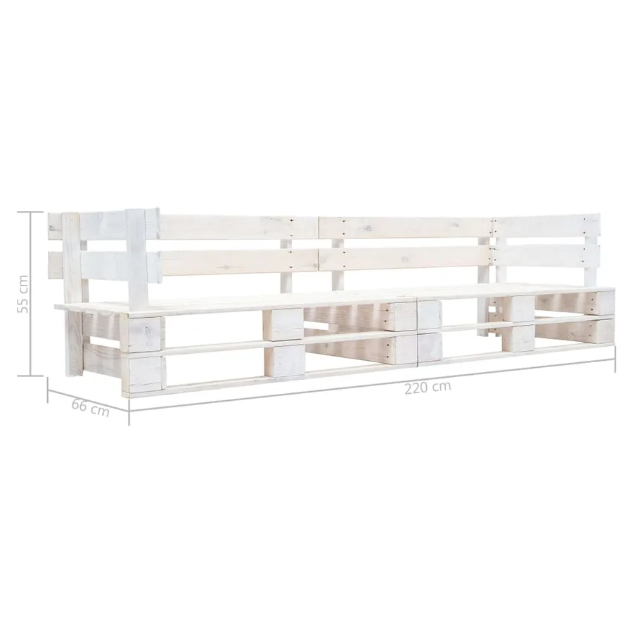 Canapé de jardin palette 2 places blanc bois - 3