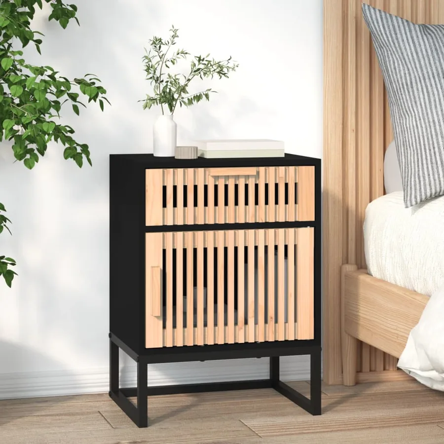 Tables de chevet 2 pcs noir 40x30x55,5cm bois ingénierie et fer - 4