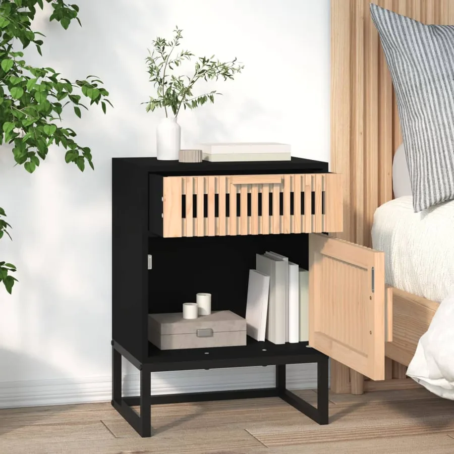 Tables de chevet 2 pcs noir 40x30x55,5cm bois ingénierie et fer - 5