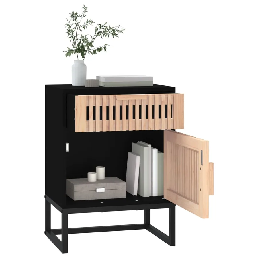Tables de chevet 2 pcs noir 40x30x55,5cm bois ingénierie et fer - 6