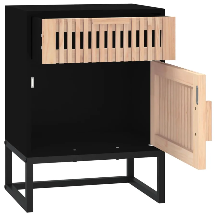 Tables de chevet 2 pcs noir 40x30x55,5cm bois ingénierie et fer - 9