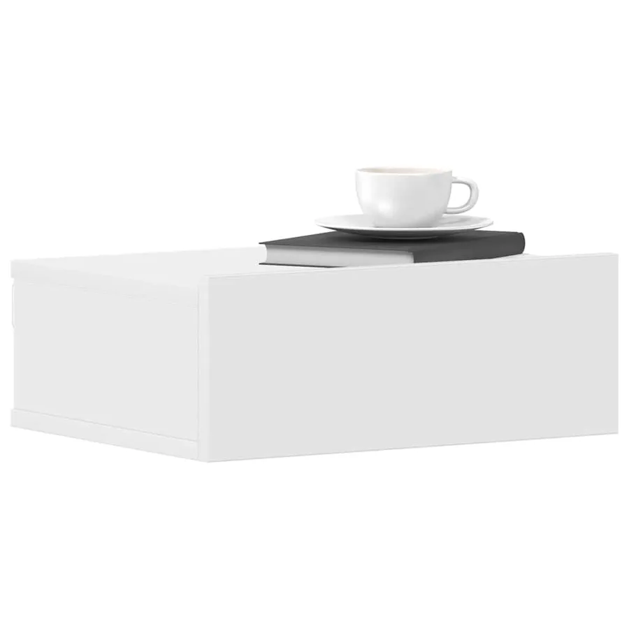 Table de chevet flottante Blanc 40x30x15 cm Bois d'ingénierie - 4