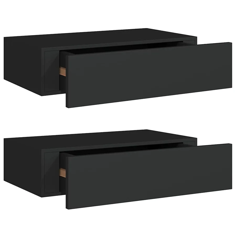 Étagères à tiroirs murales 2 pcs noir 40x23,5x10 cm MDF - 2