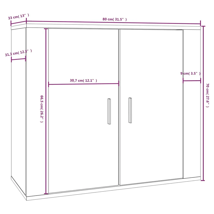Buffet Gris béton 80x33x70 cm Bois d'ingénierie - 9