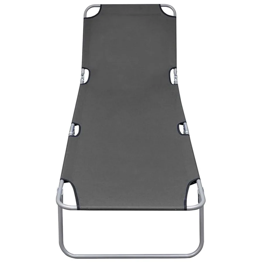 Chaise longue pliable avec dossier réglable Gris - 3