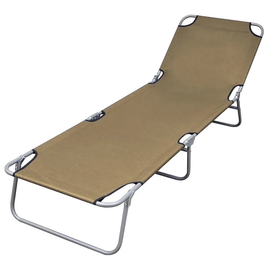 Chaise longue pliable avec dossier réglable Gris - 7