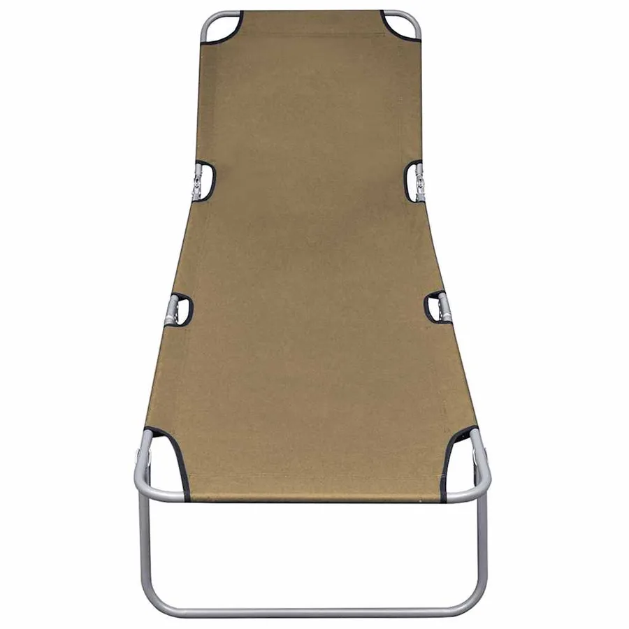 Chaise longue pliable avec dossier réglable Gris - 9