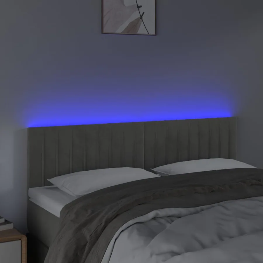 Tête de lit à LED Gris clair 144x5x78/88 cm Velours - 3