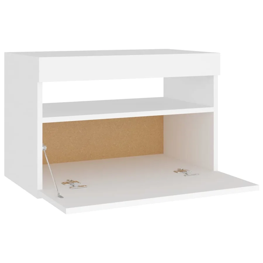 Tables de chevet avec lumières LED 2 pcs blanc 60x35x40 cm - 9