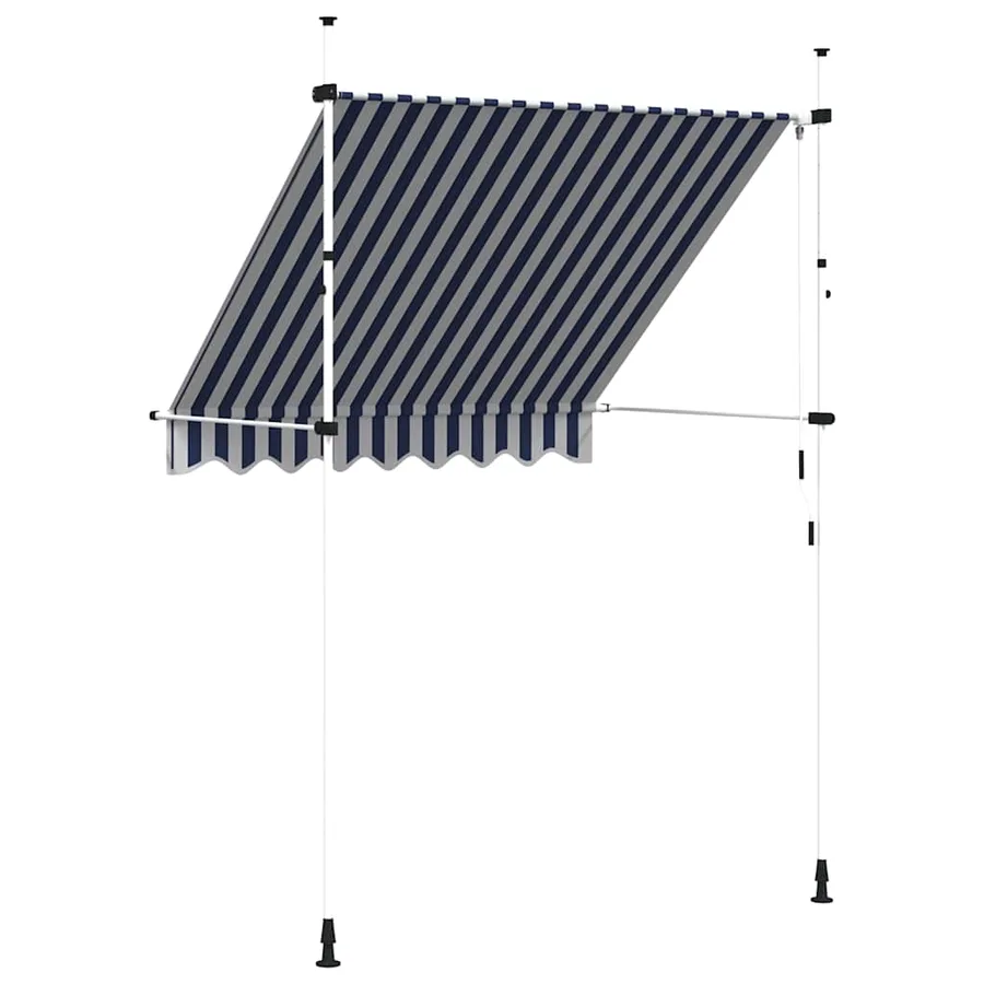 Auvent rétractable manuel 200 cm Rayures bleues et blanches - 5