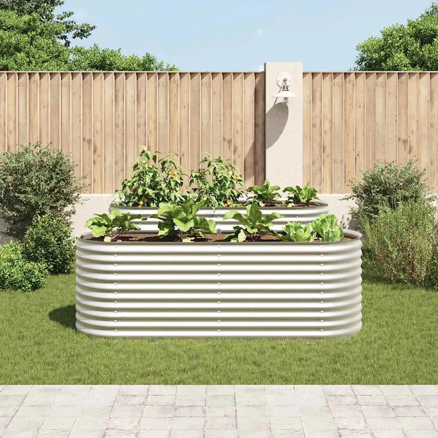 Lit surélevé de jardin 240x80x81 cm Acier galvanisé Argenté - 3