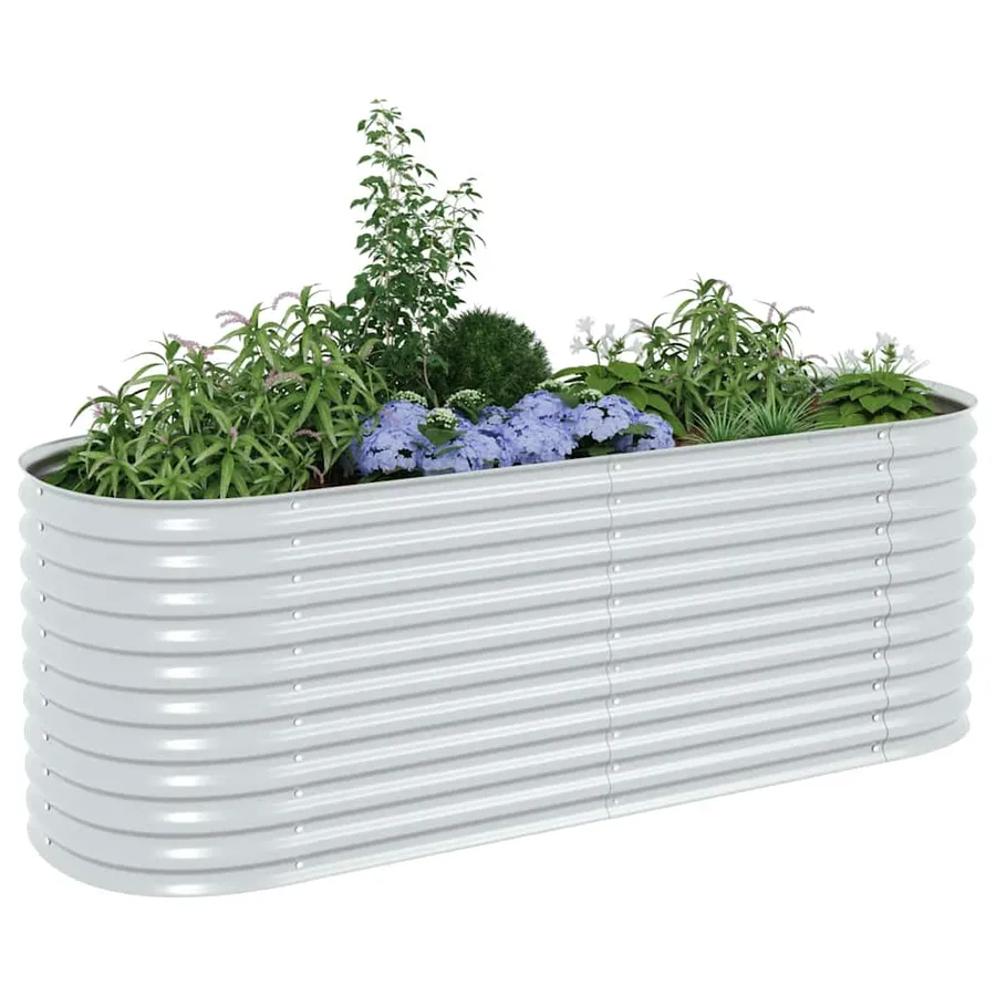 Lit surélevé de jardin 240x80x81 cm Acier galvanisé Argenté - 4