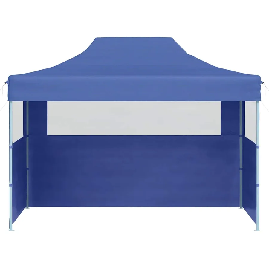 Tente de réception pliable avec 3 parois 3x4 m Acier Bleu - 4