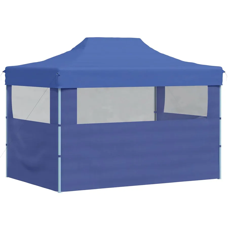 Tente de réception pliable avec 3 parois 3x4 m Acier Bleu - 6