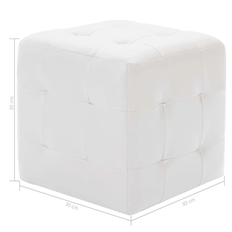 Poufs 2 pcs Blanc 30 x 30 x 30 cm Similicuir - 5