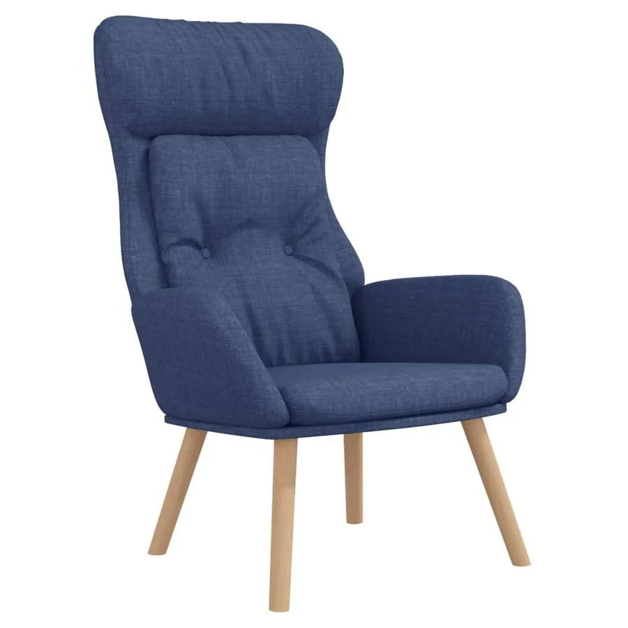 Chaise de relaxation avec repose-pied Bleu Tissu - 4