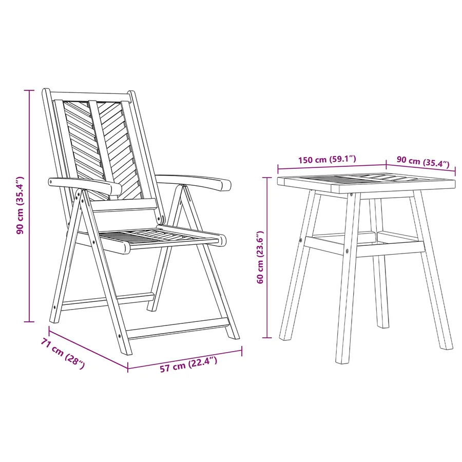 Ensemble de salle à manger pour jardin 3 pcs Marron - 12