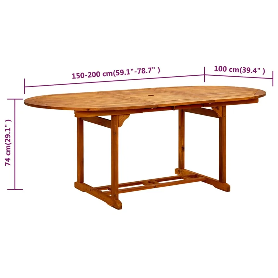 Table de jardin (150-200)x100x75 cm Bois d'acacia massif - 9