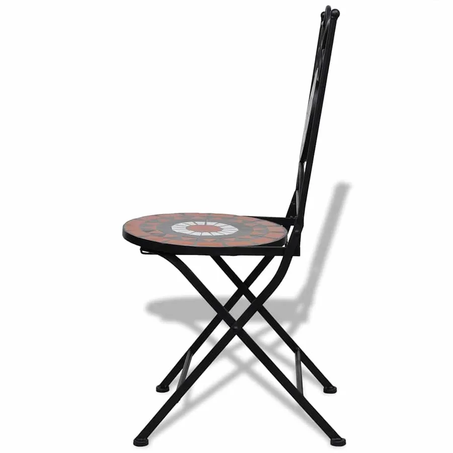 Chaises pliables de bistro 2 pcs Céramique Terre cuite et blanc - 6