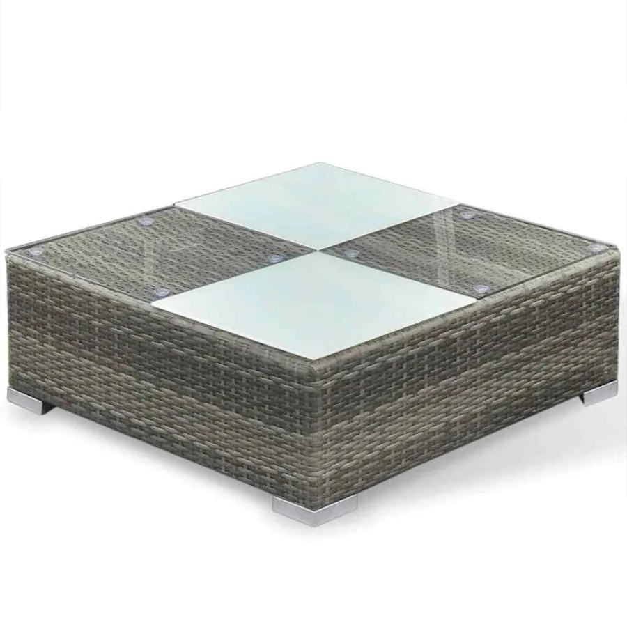 Salon de jardin 6 pcs avec coussins résine tressée gris - 7